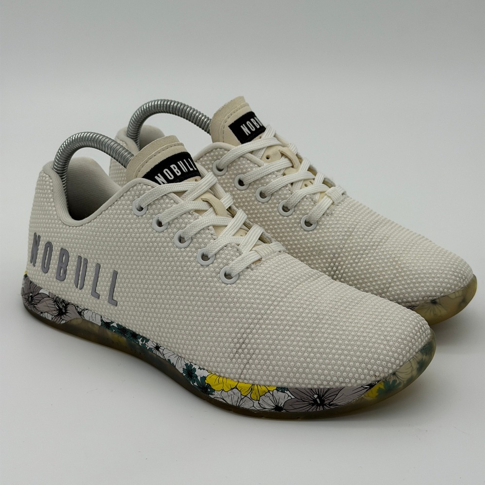 NOBULL SuperFabric Trainer Ivory‎ Cream Floral Mens 7 Womens 8.5 Cross Training